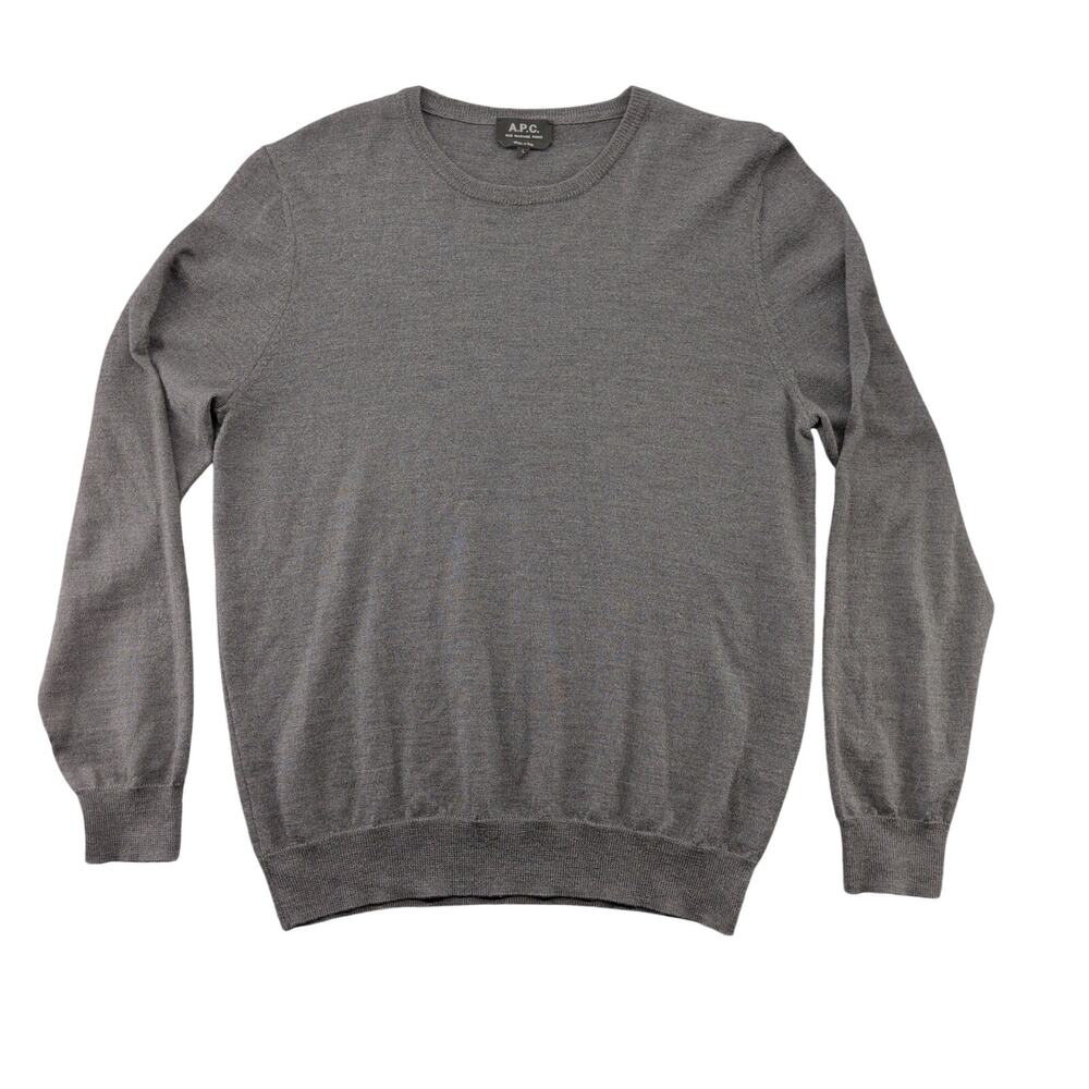 A.P.C. Rue Madame Paris Merino Wool Sweater Men's Large Gray Quiet Luxury
